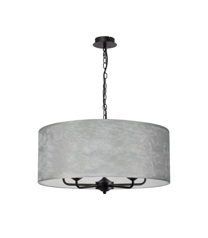 Banyan 5 Light Multi Arm Pendant With 60cm x 22cm Silver Leaf Shade Matt Black/Silver Leaf-4