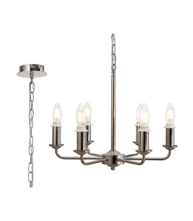 Banyan 44cm 6 Light Multi Arm Pendant/Semi Flush Without Shade 1.5m Chain E14 Polished Nickel-1
