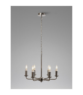 Banyan 44cm 6 Light Multi Arm Pendant/Semi Flush Without Shade 1.5m Chain E14 Polished Nickel-2