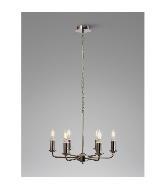Banyan 44cm 6 Light Multi Arm Pendant/Semi Flush Without Shade 1.5m Chain E14 Polished Nickel-2