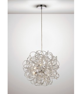 Ceiling Pendant Spherical Interwinding Aluminium 6 Light G9 Silver, Chrome - 2