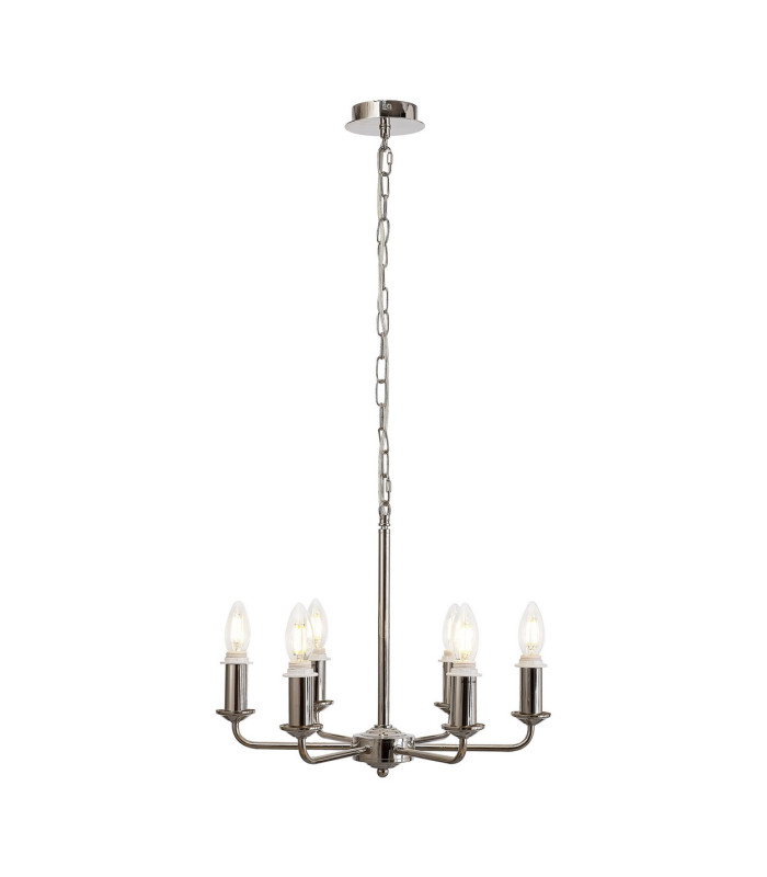 Banyan 44cm 6 Light Multi Arm Pendant/Semi Flush Without Shade 1.5m Chain E14 Polished Nickel-4