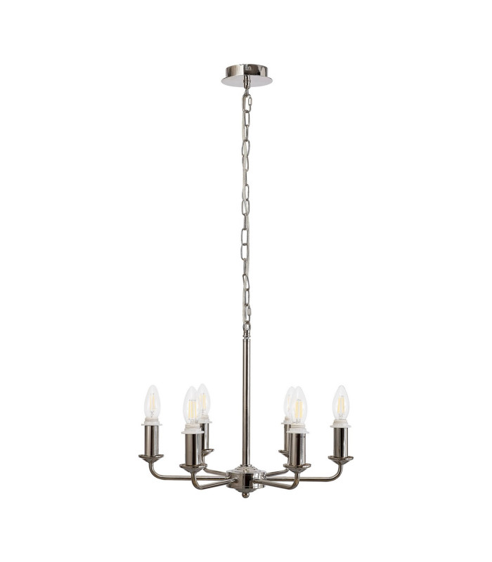 Banyan 44cm 6 Light Multi Arm Pendant/Semi Flush Without Shade 1.5m Chain E14 Polished Nickel-5