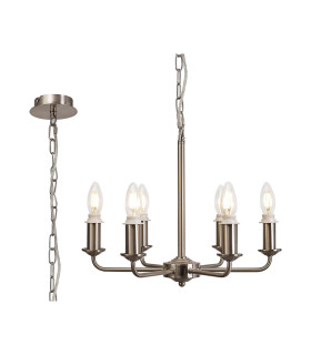 Banyan 44cm 6 Light Multi Arm Pendant/Semi Flush Without Shade 1.5m Chain E14 Satin Nickel-1