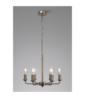 Banyan 44cm 6 Light Multi Arm Pendant/Semi Flush Without Shade 1.5m Chain E14 Satin Nickel-2