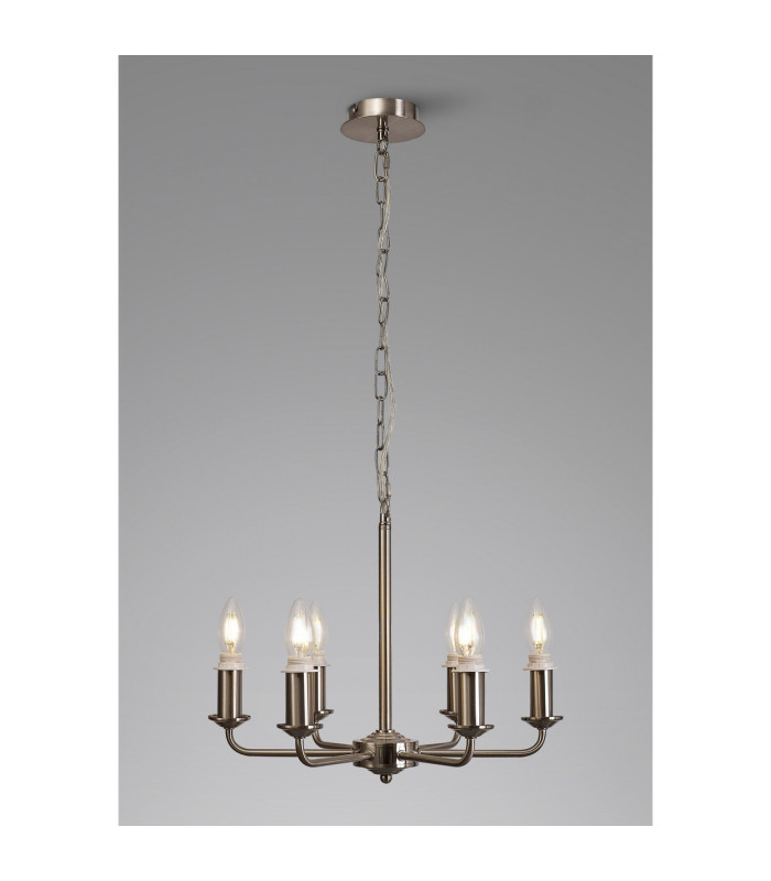 Banyan 44cm 6 Light Multi Arm Pendant/Semi Flush Without Shade 1.5m Chain E14 Satin Nickel-2