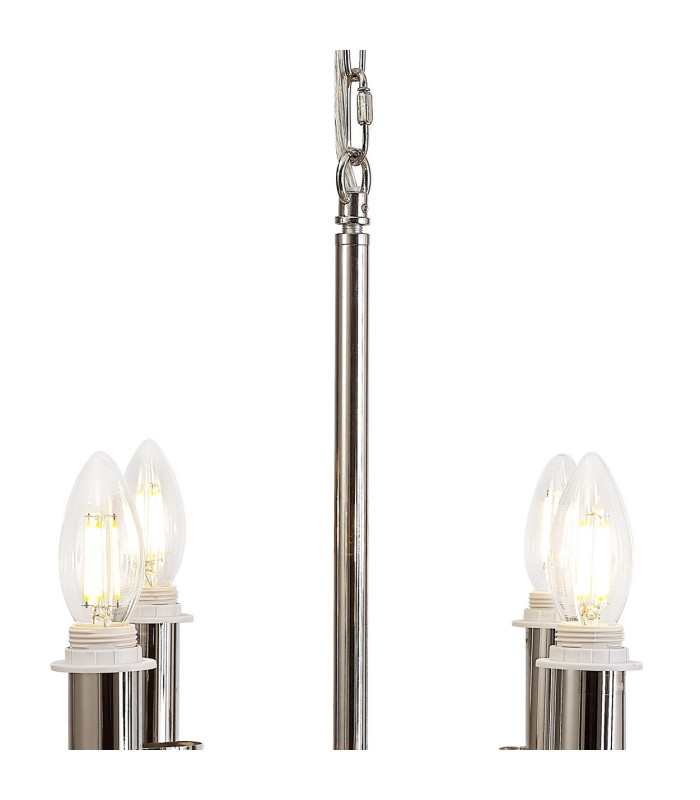 Banyan 44cm 6 Light Multi Arm Pendant/Semi Flush Without Shade 1.5m Chain E14 Polished Nickel-7