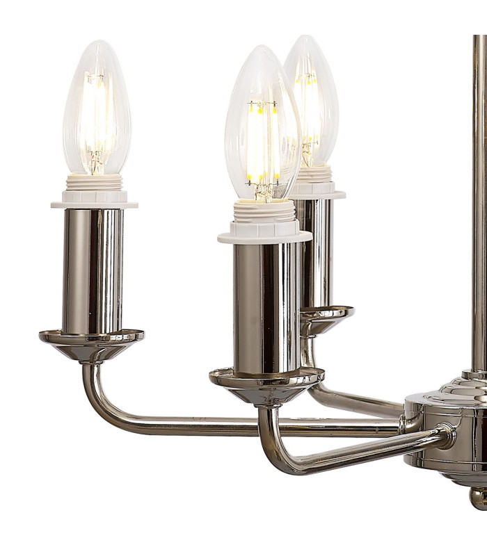 Banyan 44cm 6 Light Multi Arm Pendant/Semi Flush Without Shade 1.5m Chain E14 Polished Nickel-8