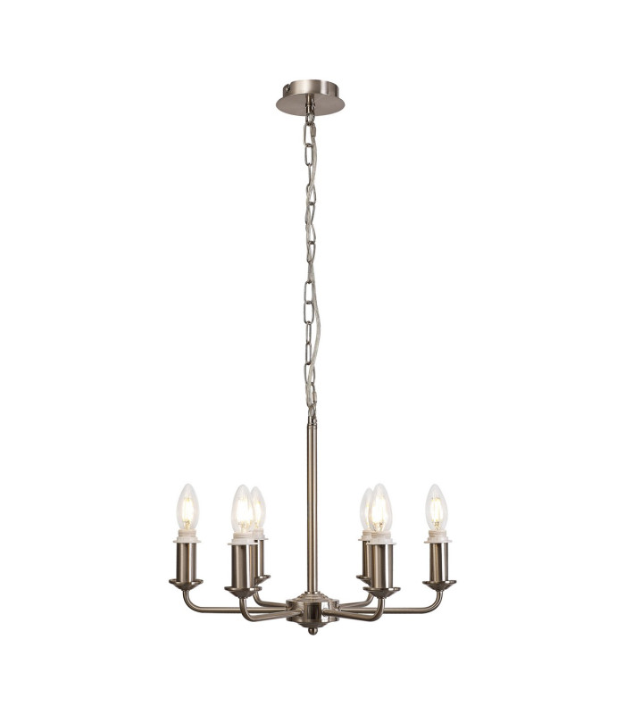 Banyan 44cm 6 Light Multi Arm Pendant/Semi Flush Without Shade 1.5m Chain E14 Satin Nickel-4