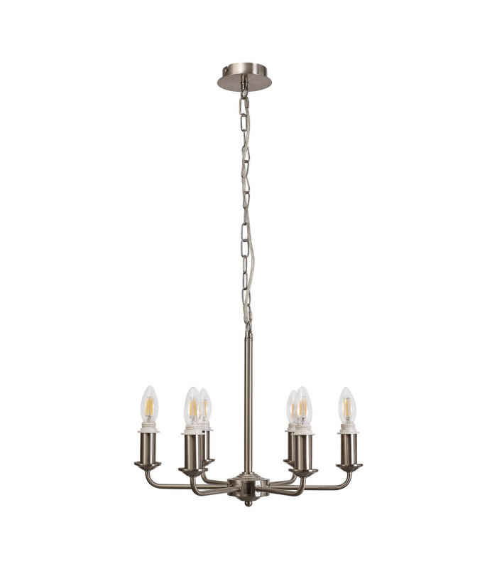 Banyan 44cm 6 Light Multi Arm Pendant/Semi Flush Without Shade 1.5m Chain E14 Satin Nickel-5