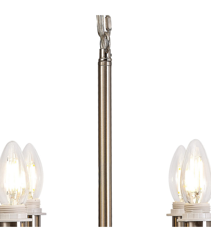 Banyan 44cm 6 Light Multi Arm Pendant/Semi Flush Without Shade 1.5m Chain E14 Satin Nickel-7