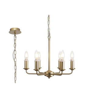 Banyan 44cm 6 Light Multi Arm Pendant/Semi Flush Without Shade 1.5m Chain E14 Champagne Gold-1