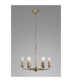 Banyan 44cm 6 Light Multi Arm Pendant/Semi Flush Without Shade 1.5m Chain E14 Champagne Gold-2