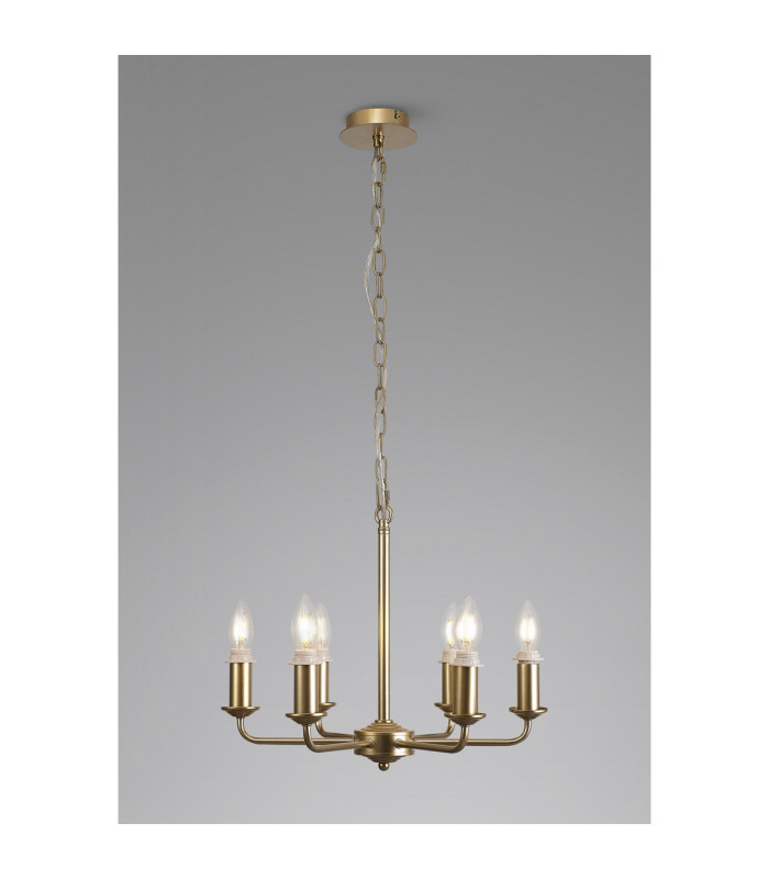 Banyan 44cm 6 Light Multi Arm Pendant/Semi Flush Without Shade 1.5m Chain E14 Champagne Gold-2