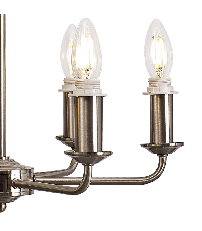 Banyan 44cm 6 Light Multi Arm Pendant/Semi Flush Without Shade 1.5m Chain E14 Satin Nickel-9