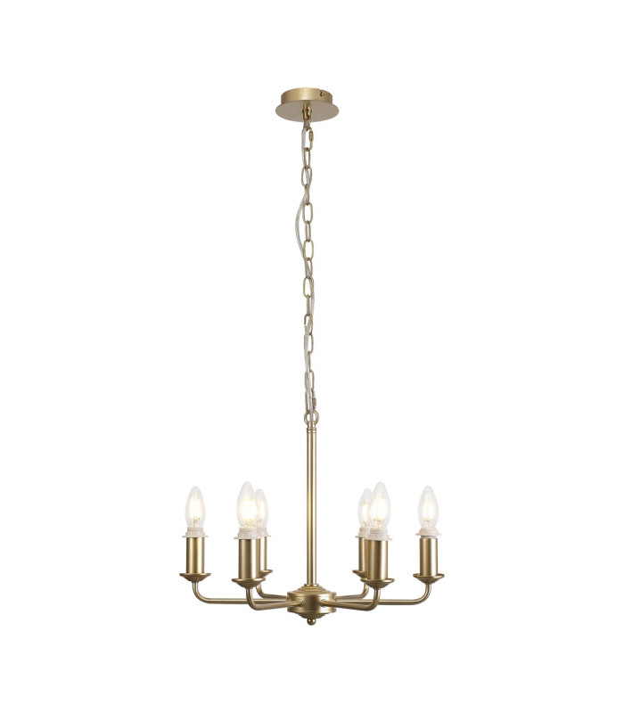 Banyan 44cm 6 Light Multi Arm Pendant/Semi Flush Without Shade 1.5m Chain E14 Champagne Gold-5