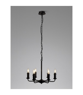 Banyan 44cm 6 Light Multi Arm Pendant/Semi Flush Without Shade 1.5m Chain E14 Matt Black-2