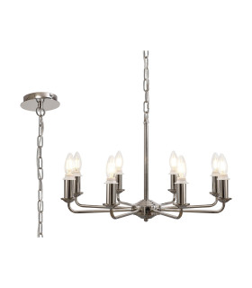 Banyan 59cm 8 Light Multi Arm Pendant/Semi Flush Without Shade 1.5m Chain E14 Polished Nickel-1