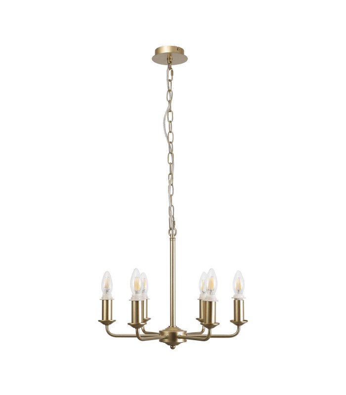 Banyan 44cm 6 Light Multi Arm Pendant/Semi Flush Without Shade 1.5m Chain E14 Champagne Gold-6