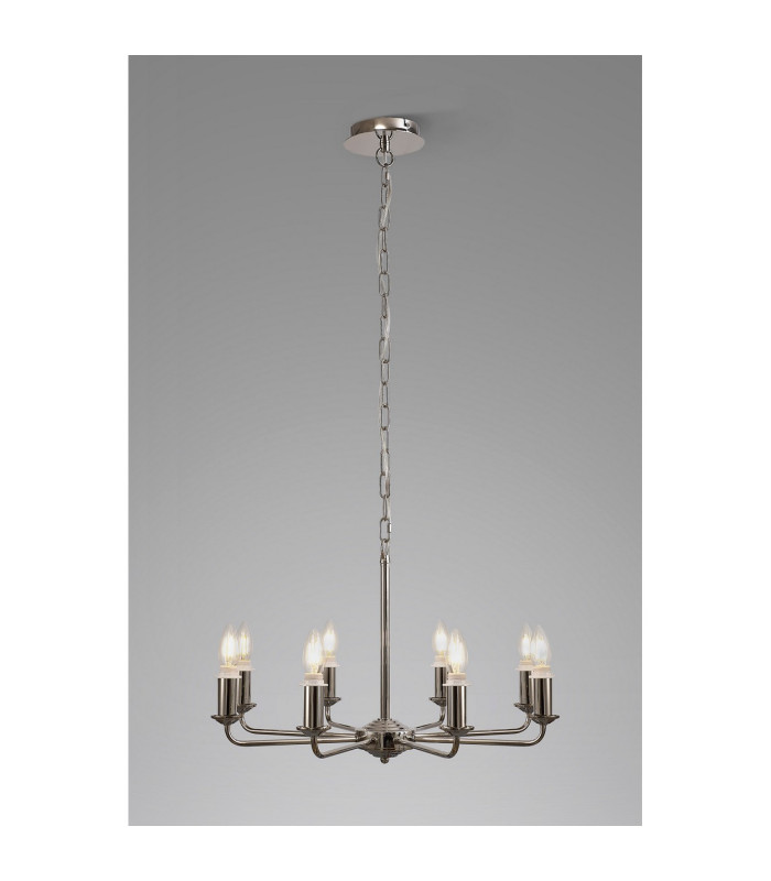 Banyan 59cm 8 Light Multi Arm Pendant/Semi Flush Without Shade 1.5m Chain E14 Polished Nickel-2