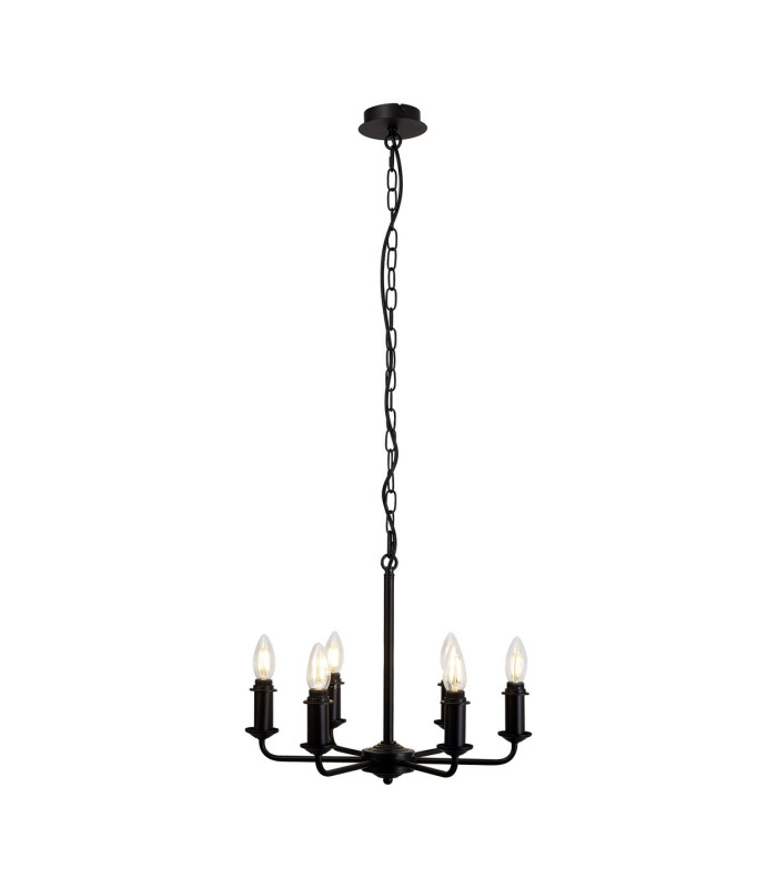 Banyan 44cm 6 Light Multi Arm Pendant/Semi Flush Without Shade 1.5m Chain E14 Matt Black-4