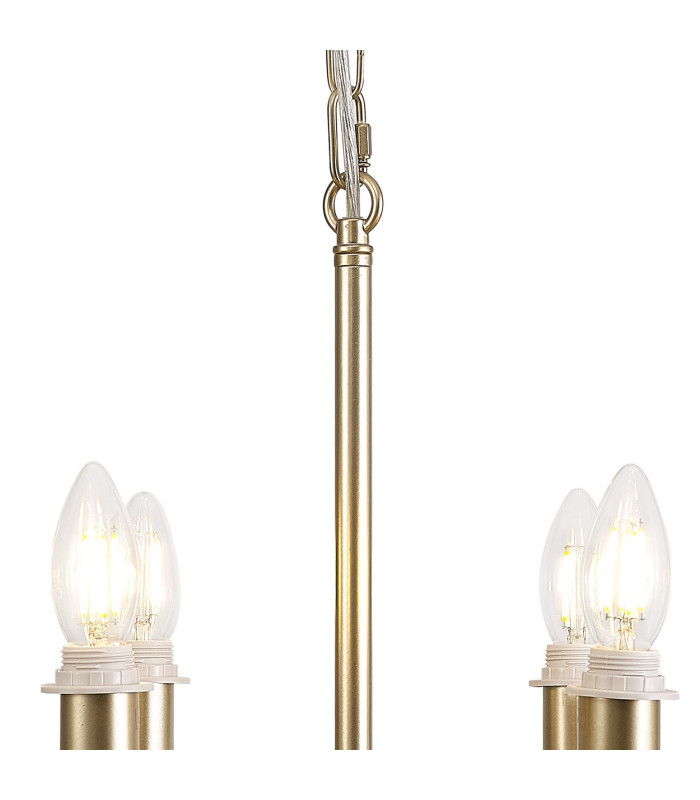 Banyan 44cm 6 Light Multi Arm Pendant/Semi Flush Without Shade 1.5m Chain E14 Champagne Gold-8