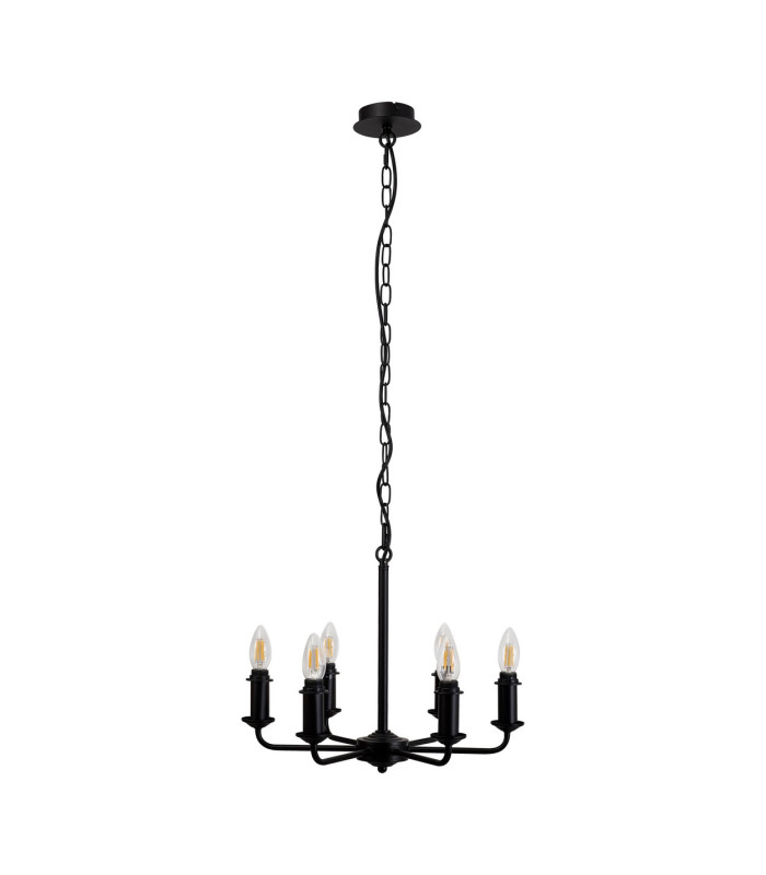 Banyan 44cm 6 Light Multi Arm Pendant/Semi Flush Without Shade 1.5m Chain E14 Matt Black-5