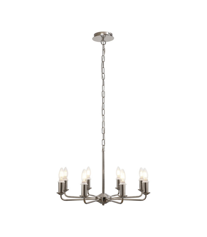 Banyan 59cm 8 Light Multi Arm Pendant/Semi Flush Without Shade 1.5m Chain E14 Polished Nickel-4