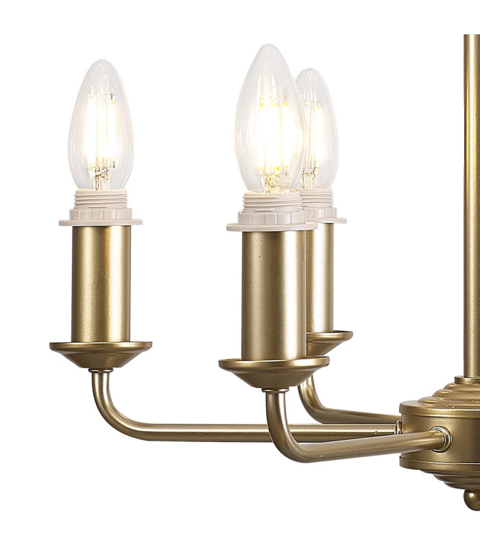 Banyan 44cm 6 Light Multi Arm Pendant/Semi Flush Without Shade 1.5m Chain E14 Champagne Gold-9