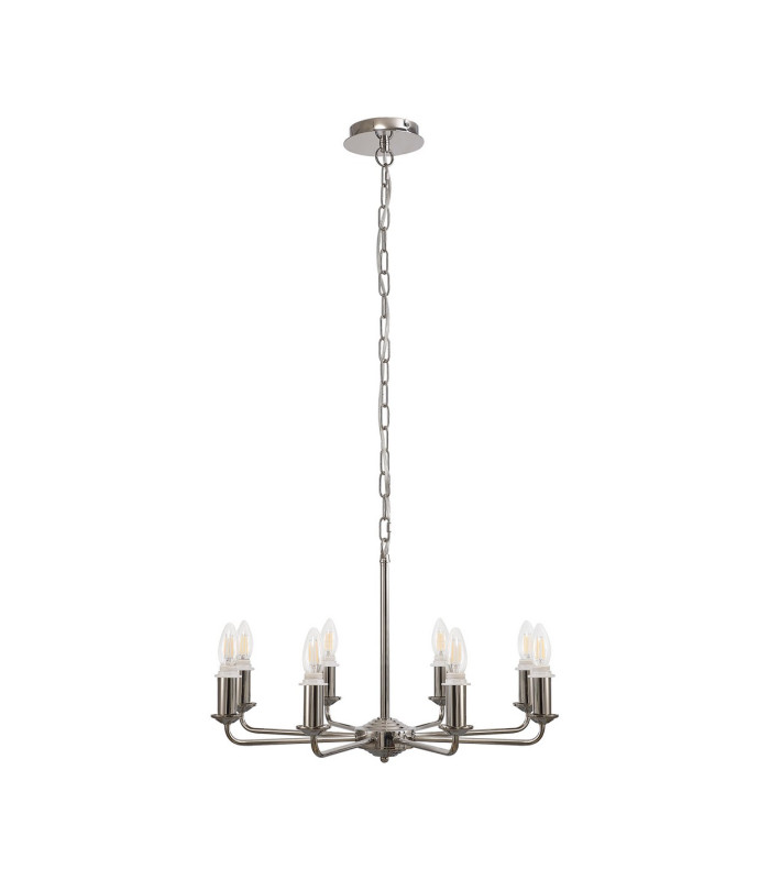 Banyan 59cm 8 Light Multi Arm Pendant/Semi Flush Without Shade 1.5m Chain E14 Polished Nickel-5