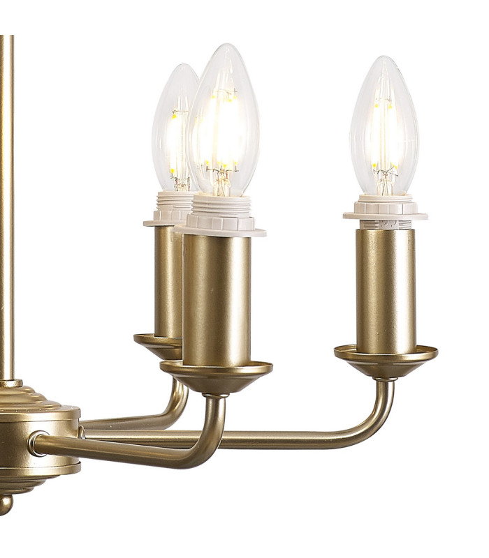Banyan 44cm 6 Light Multi Arm Pendant/Semi Flush Without Shade 1.5m Chain E14 Champagne Gold-10