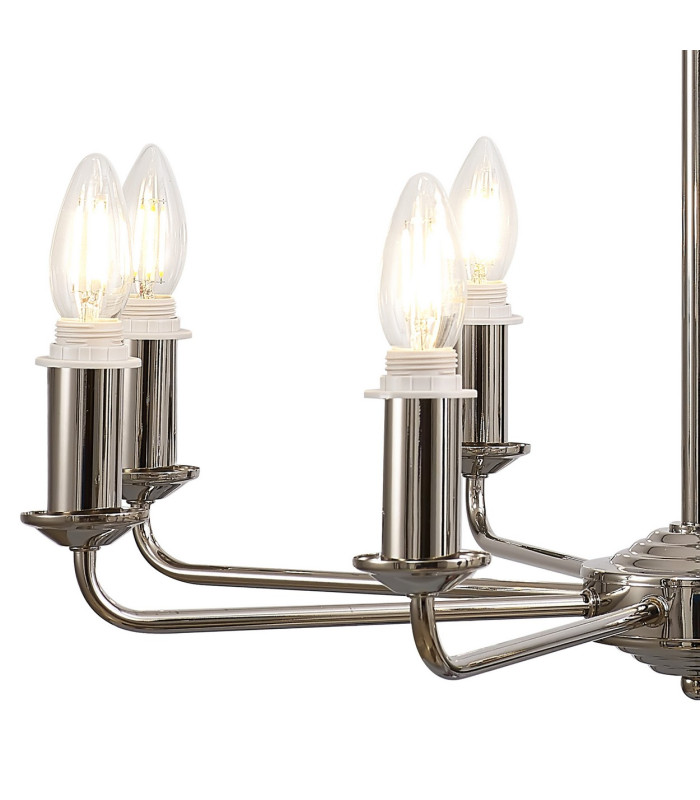 Banyan 59cm 8 Light Multi Arm Pendant/Semi Flush Without Shade 1.5m Chain E14 Polished Nickel-8