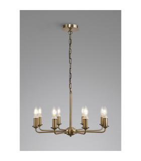 Banyan 59cm 8 Light Multi Arm Pendant/Semi Flush Without Shade 1.5m Chain E14 Antique Brass-2