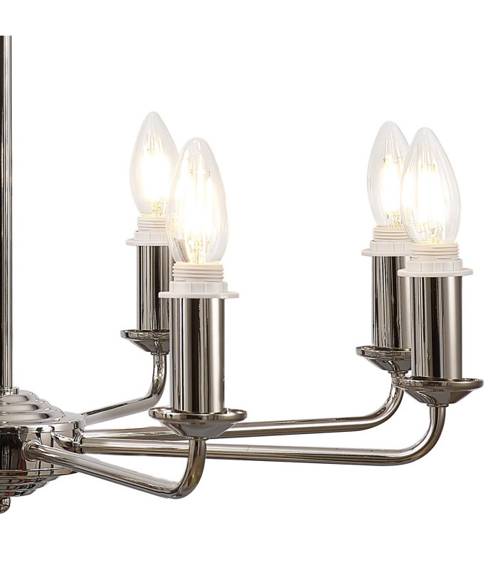 Banyan 59cm 8 Light Multi Arm Pendant/Semi Flush Without Shade 1.5m Chain E14 Polished Nickel-9