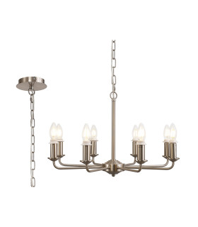 Banyan 59cm 8 Light Multi Arm Pendant/Semi Flush Without Shade 1.5m Chain E14 Satin Nickel-1