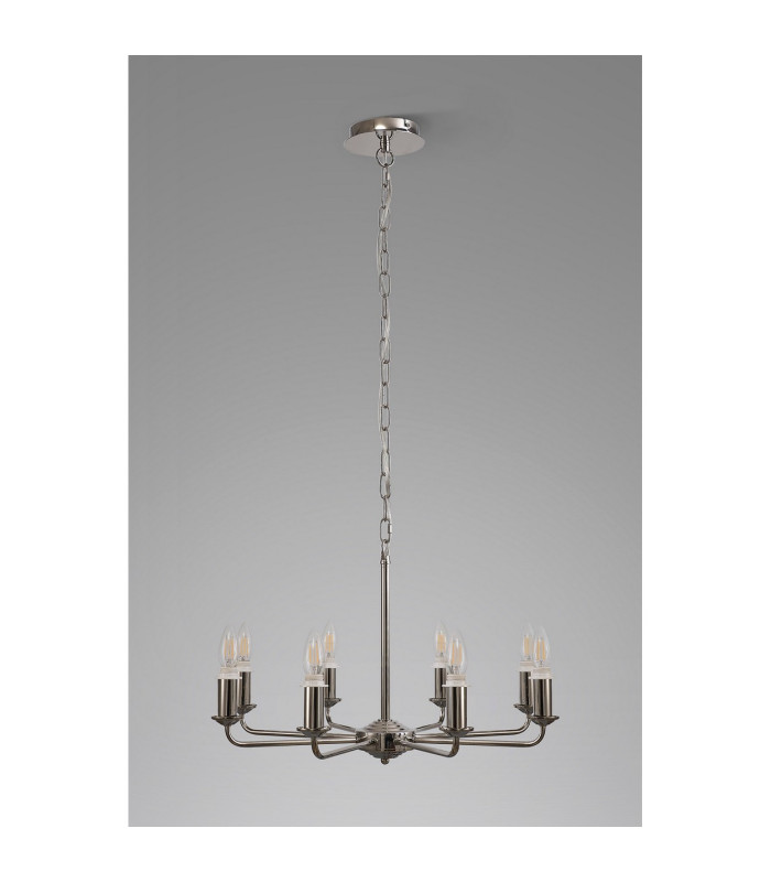 Banyan 59cm 8 Light Multi Arm Pendant/Semi Flush Without Shade 1.5m Chain E14 Polished Nickel-10