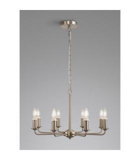 Banyan 59cm 8 Light Multi Arm Pendant/Semi Flush Without Shade 1.5m Chain E14 Satin Nickel-2