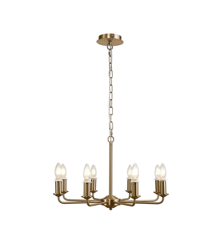 Banyan 59cm 8 Light Multi Arm Pendant/Semi Flush Without Shade 1.5m Chain E14 Champagne Gold-1