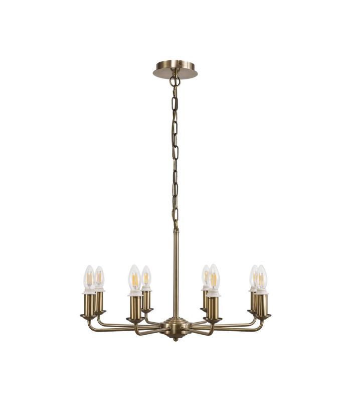 Banyan 59cm 8 Light Multi Arm Pendant/Semi Flush Without Shade 1.5m Chain E14 Antique Brass-5