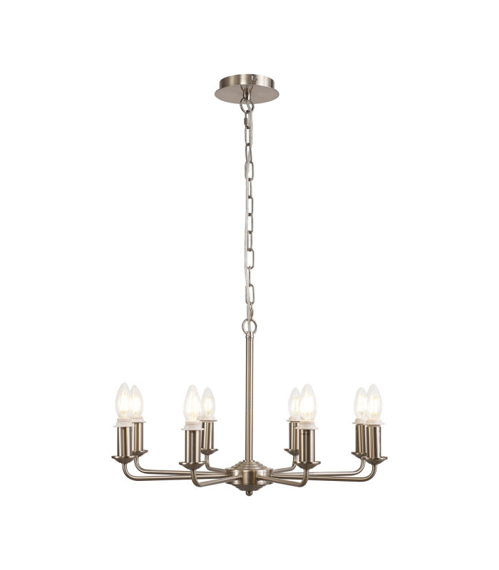Banyan 59cm 8 Light Multi Arm Pendant/Semi Flush Without Shade 1.5m Chain E14 Satin Nickel-4