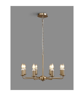 Banyan 59cm 8 Light Multi Arm Pendant/Semi Flush Without Shade 1.5m Chain E14 Champagne Gold-2
