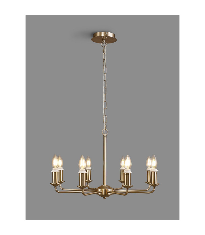 Banyan 59cm 8 Light Multi Arm Pendant/Semi Flush Without Shade 1.5m Chain E14 Champagne Gold-2