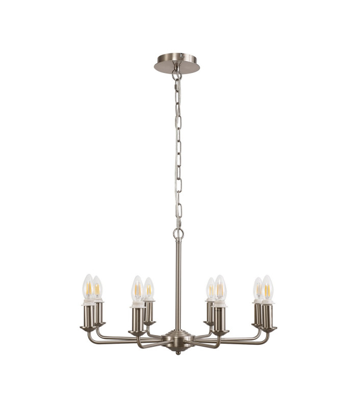 Banyan 59cm 8 Light Multi Arm Pendant/Semi Flush Without Shade 1.5m Chain E14 Satin Nickel-5