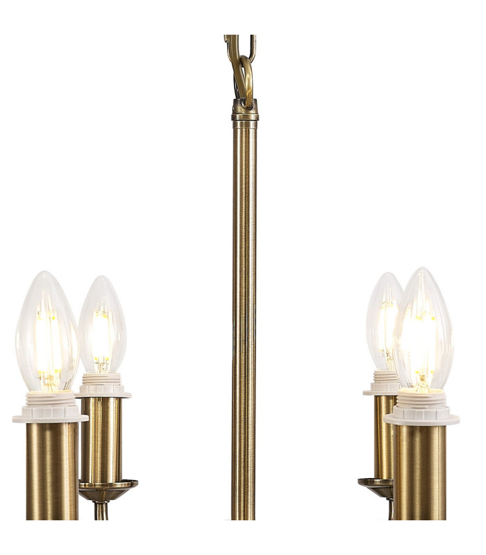 Banyan 59cm 8 Light Multi Arm Pendant/Semi Flush Without Shade 1.5m Chain E14 Antique Brass-7