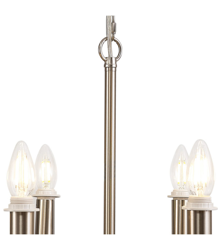 Banyan 59cm 8 Light Multi Arm Pendant/Semi Flush Without Shade 1.5m Chain E14 Satin Nickel-7