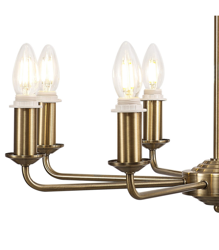 Banyan 59cm 8 Light Multi Arm Pendant/Semi Flush Without Shade 1.5m Chain E14 Antique Brass-8