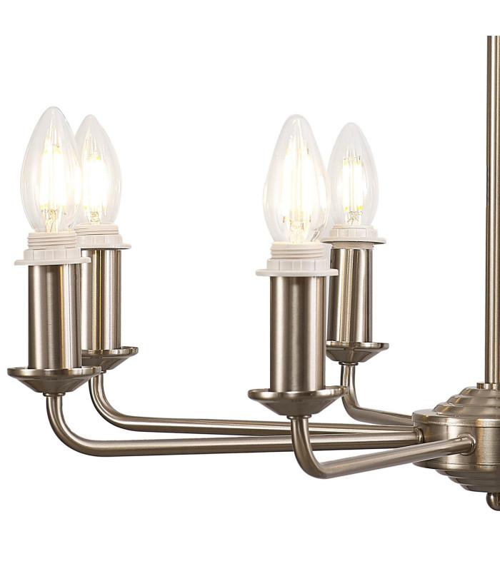 Banyan 59cm 8 Light Multi Arm Pendant/Semi Flush Without Shade 1.5m Chain E14 Satin Nickel-8