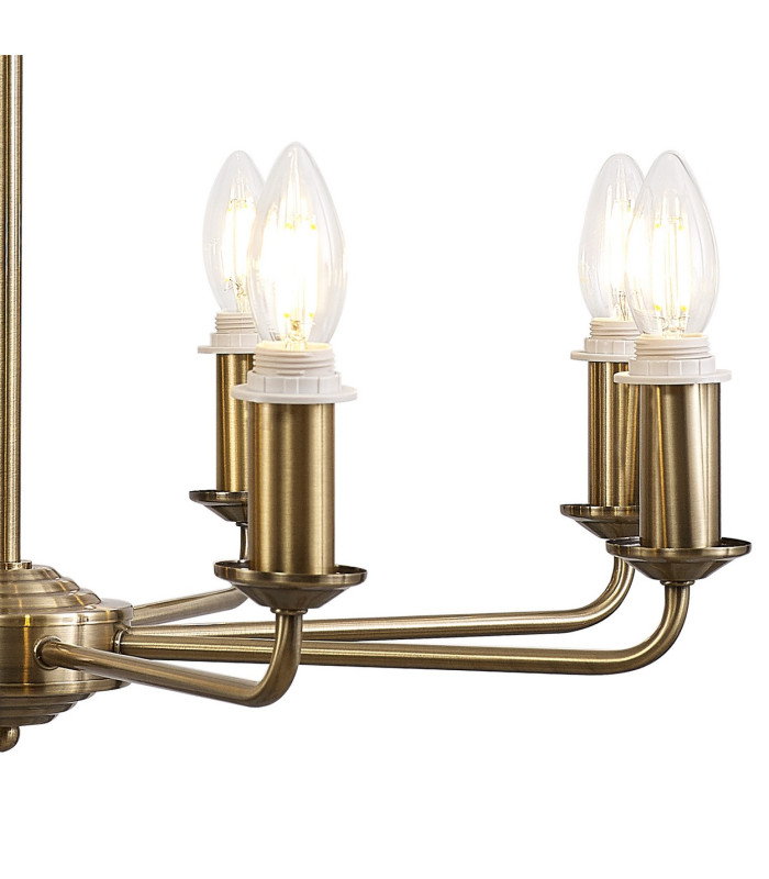 Banyan 59cm 8 Light Multi Arm Pendant/Semi Flush Without Shade 1.5m Chain E14 Antique Brass-9