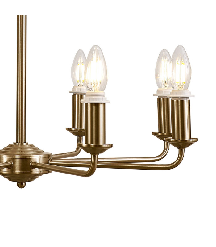 Banyan 59cm 8 Light Multi Arm Pendant/Semi Flush Without Shade 1.5m Chain E14 Champagne Gold-6