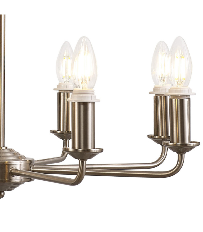 Banyan 59cm 8 Light Multi Arm Pendant/Semi Flush Without Shade 1.5m Chain E14 Satin Nickel-9